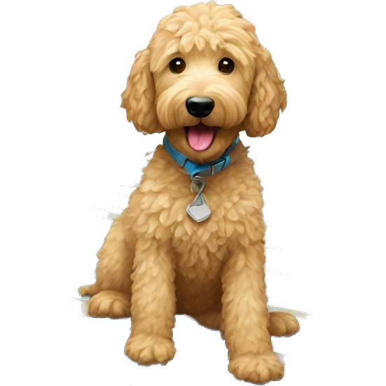 Golden doodle on a surfboard emoji