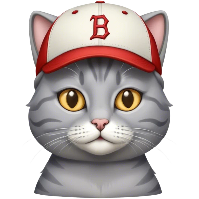 grey cat with baseball cap emoji