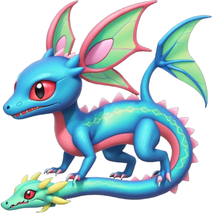 Spooky stitched colorful iridescent Salandit-Flygon-Sylveon-Umbreon-fusion-Pokémon-hybrid-creature  emoji