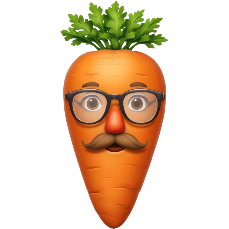 short orange carrot with red mustache and glasses emoji
