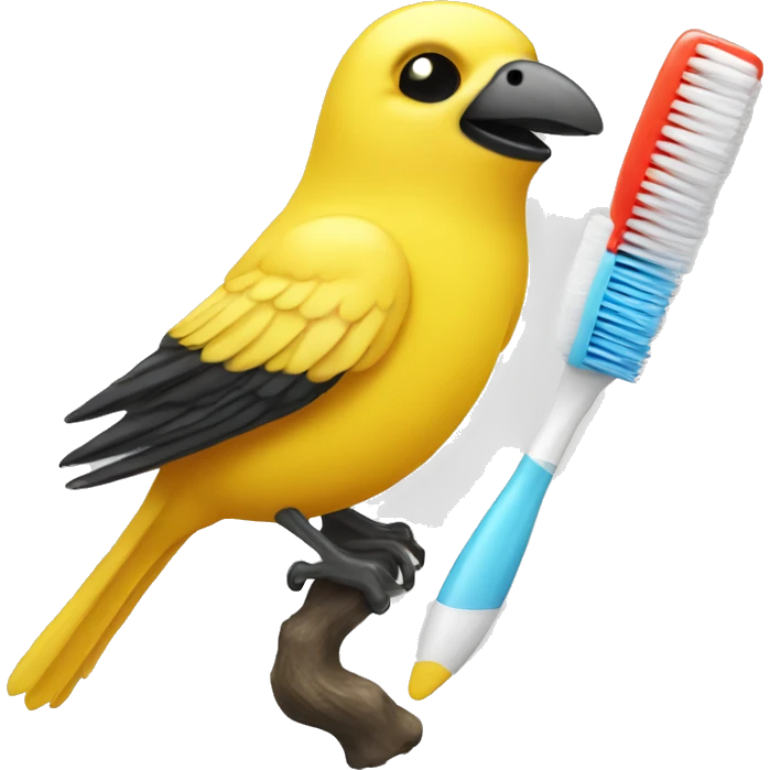 canary with tooth brush emoji
