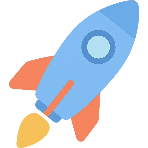 rocket ship icon with color emoji