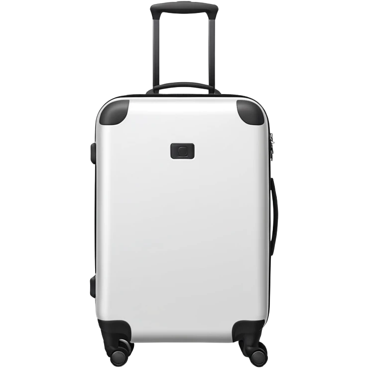 White rolling suitcase with pull-up handle, simple clean design emoji