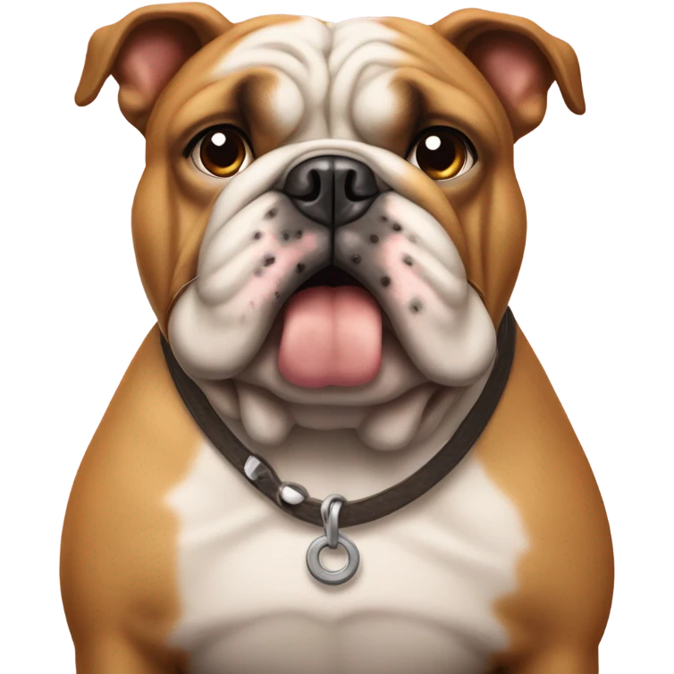 Un perro raza bulldog sentado con un hueso  emoji