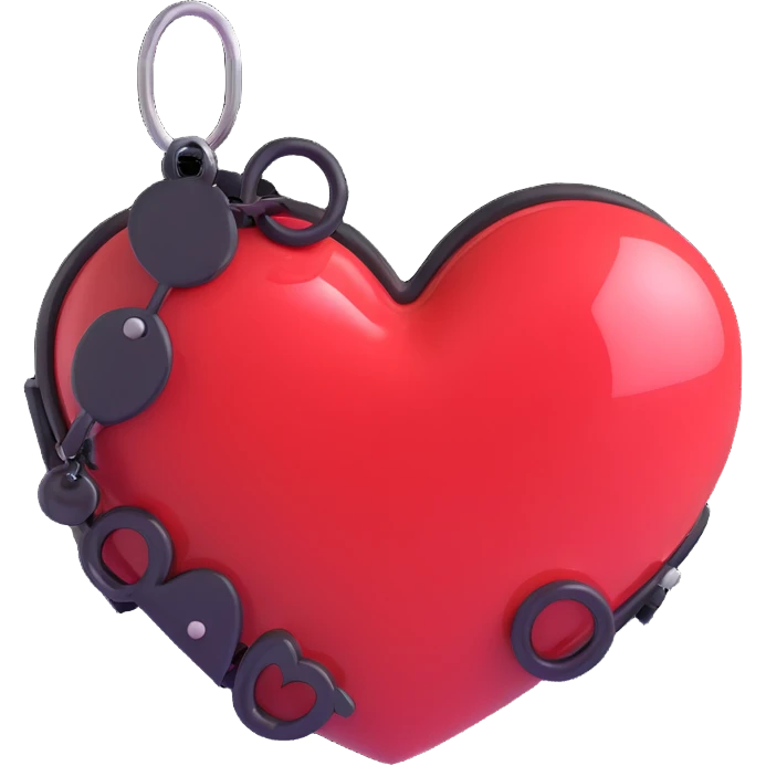 a heart with goth accessories, shiny and rounded 3D emoji style emoji