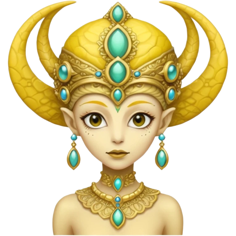 lady alien with yellow skin, Half body. emoji