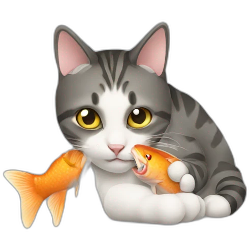 cat eating a fish emoji