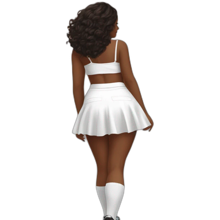 full-body-back-view-curvy-caucasian-beauty-skirt-lifted-by-the-wind-white-knickers and long socks emoji