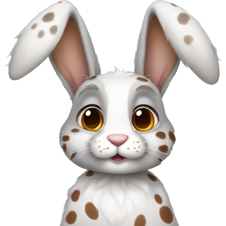 Anthro male bunny rabbit with freckles droopy ears, grey fur with brown spots emoji