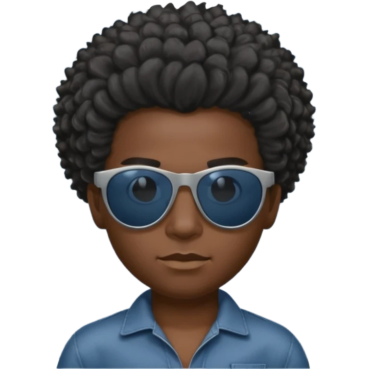 Un garçon,de couleur noir avec des lunettes de soleil grise,il a des cheveux crépus et au dessus de sa tete il est écrit BOUSS  sans qu’on voit ses yeux est ce qu’on peut mettre le même cadran de lunette que la première image et l’intérieur des lunettes en gris un peu bleu mais très foncé  emoji
