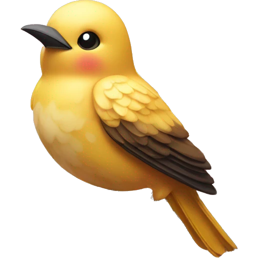Realistic Golden bird with pink wings sitting on cherry blossom branch emoji