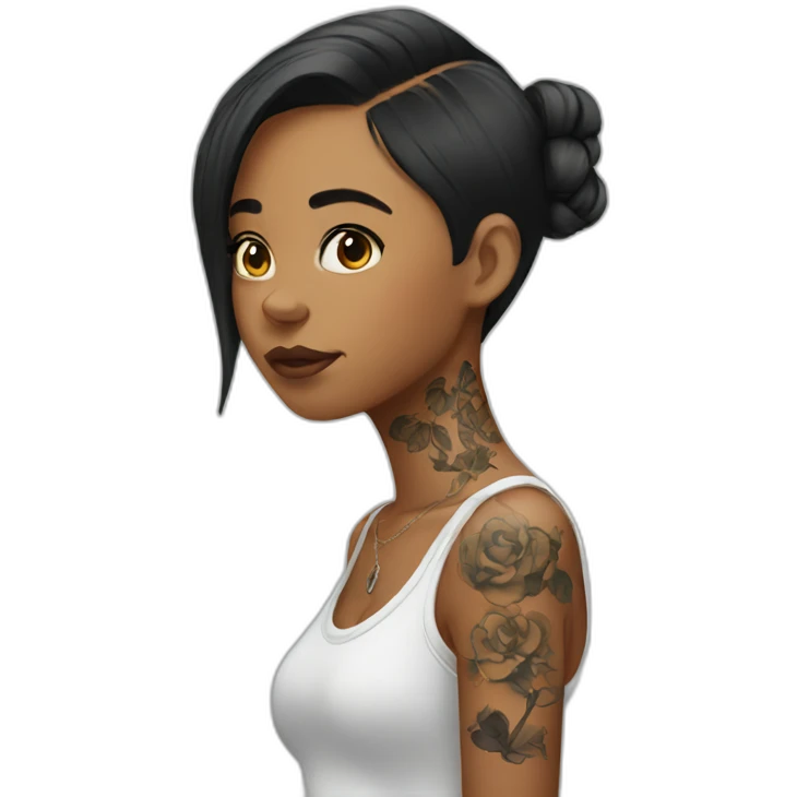 Girl with tattoo emoji