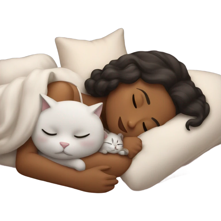 girl sleeping with two cat emoji