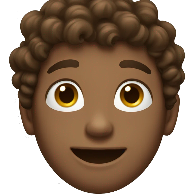 a boy smiling with puffy brown curly hair  emoji