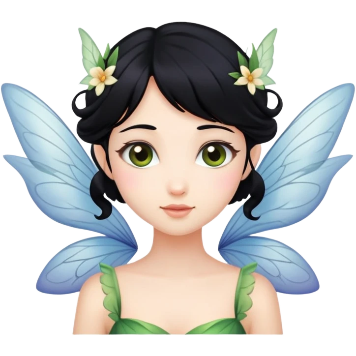 Fairy black hair wings  emoji