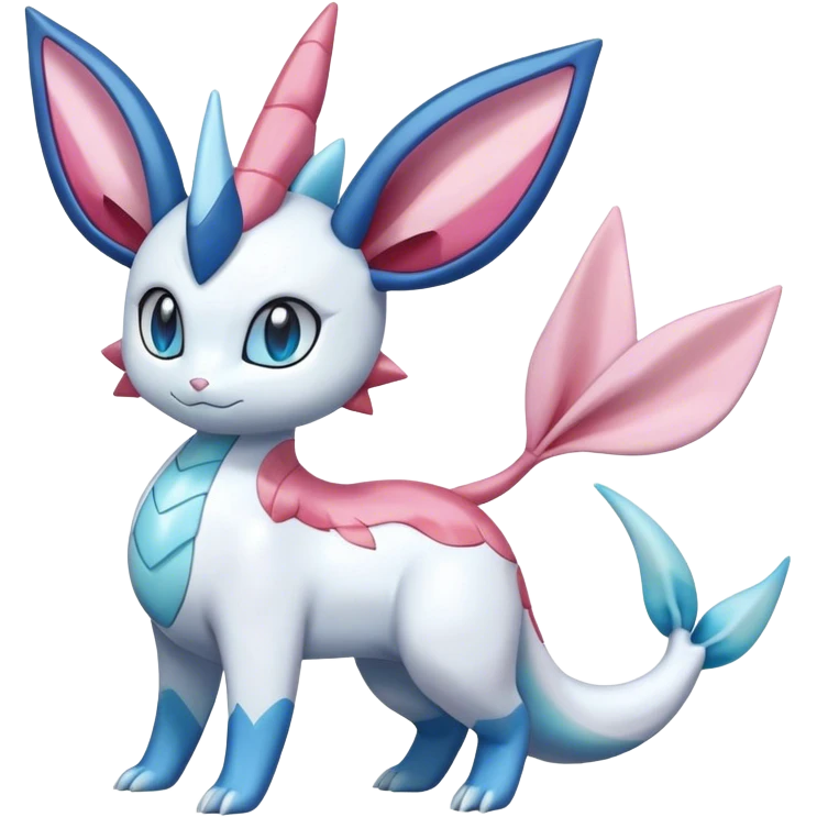 Shiny Cute Milotic-Sylveon-Glaceon-Vaporeon-Dragonair-Pokémon-hybrid-fusion full body emoji
