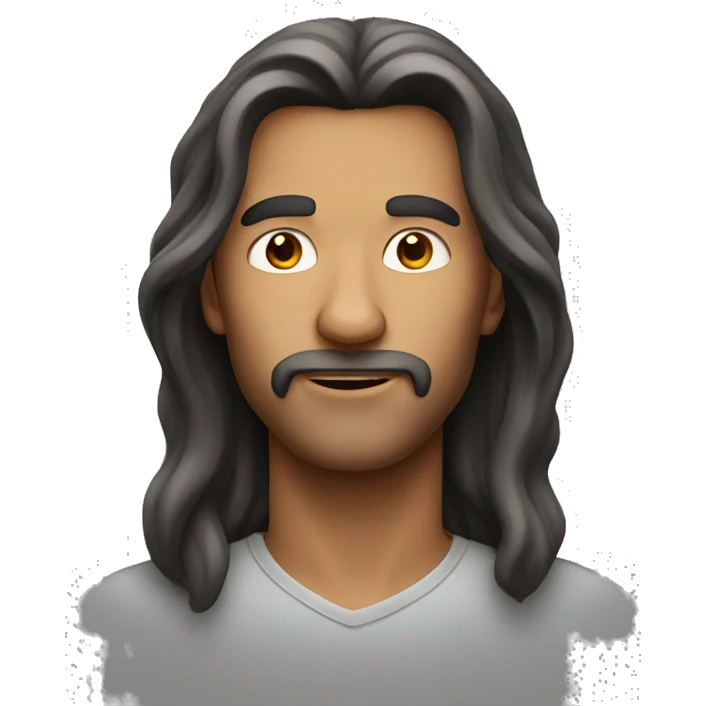 man with a long hair with emoji