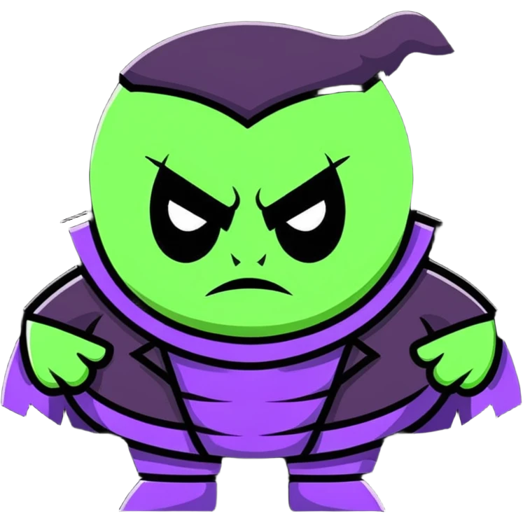 cartoon villain character with silly expression emoji