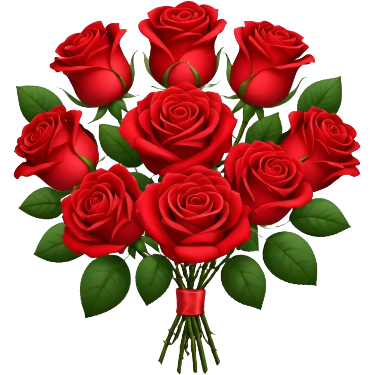 bouquet of red roses with heart emoji
