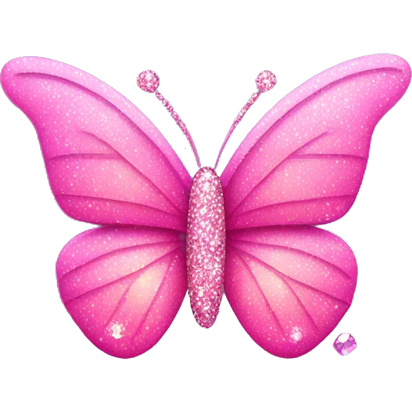 Pink butterfly with pink sparkly crystals around it emoji