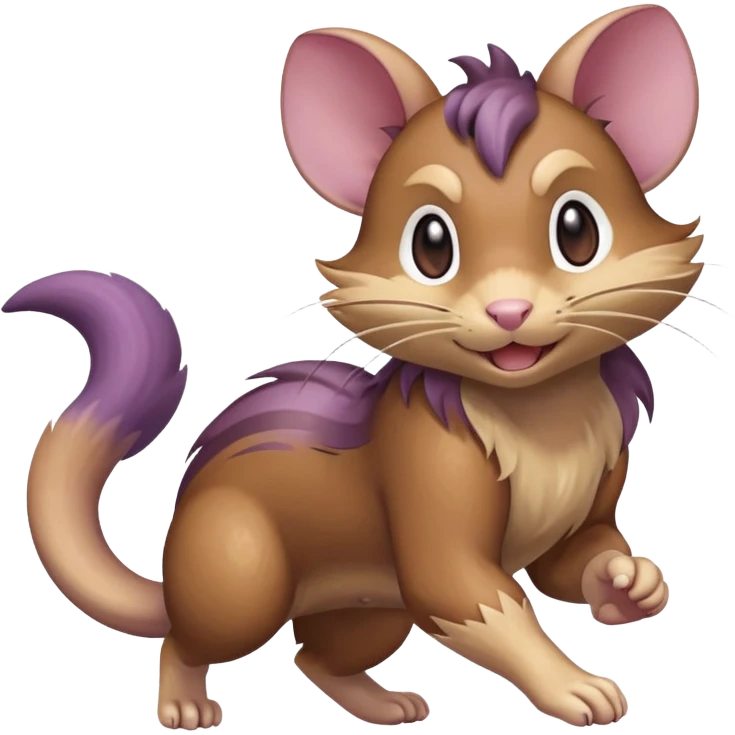 Rattata, running with a determined expression, tail curled emoji