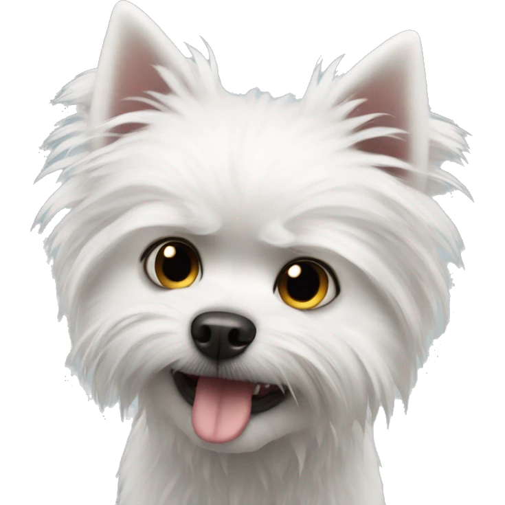 Small white dog that looks vicious  emoji