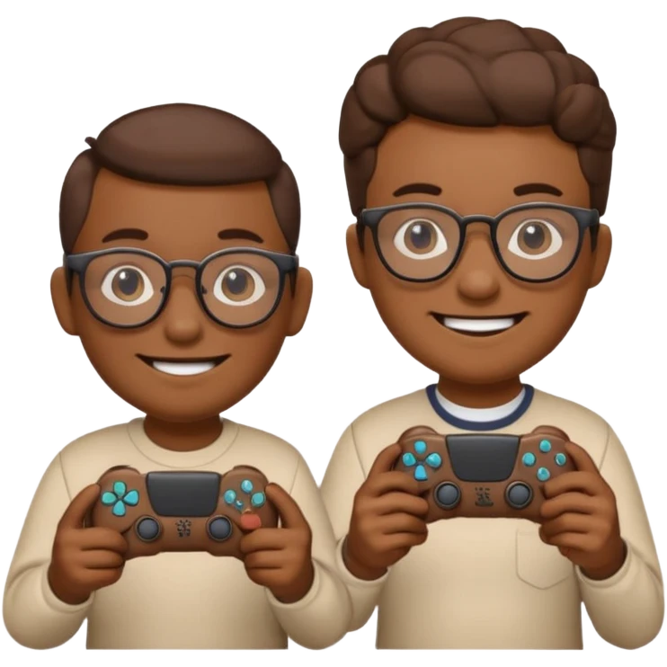 Two poops emojis wearing glasses and each on holding ps5 controller emoji