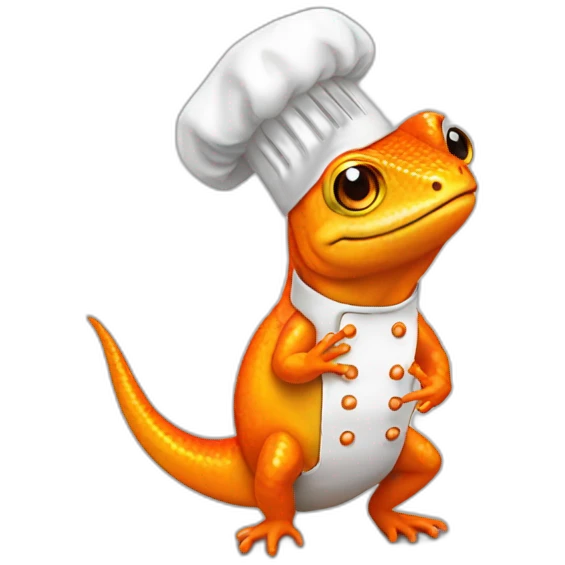 orange lizard with chef hat emoji