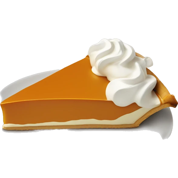 Slice of pumpkin pie with too much whipped cream on it emoji
