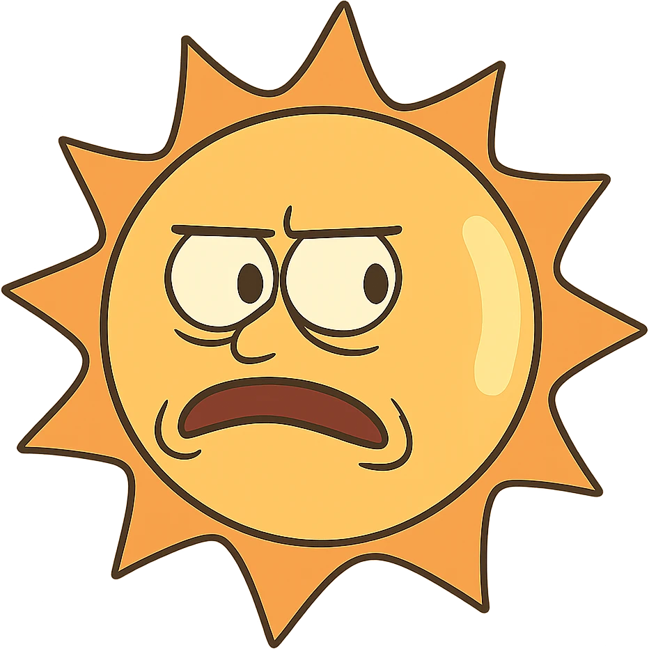 flat toon style sun with sunlight shining at its side emoji