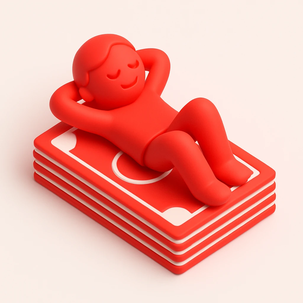 happy person napping on mattress of money emoji