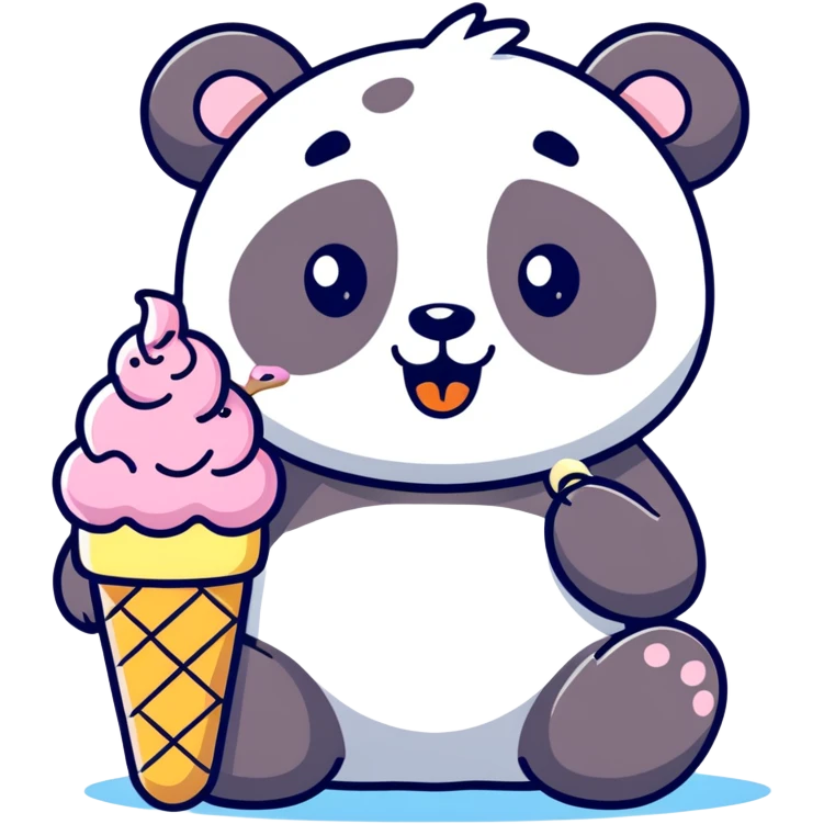 Panda eating ice cream emoji
