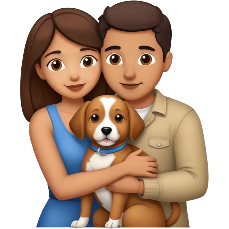 Latin couple huggin the dog emoji