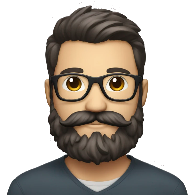 mustache tech bro with beard, 5 o clock shadow, and glasses emoji
