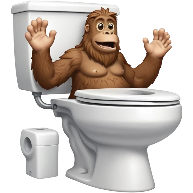 A toilet with arms and big foot emoji