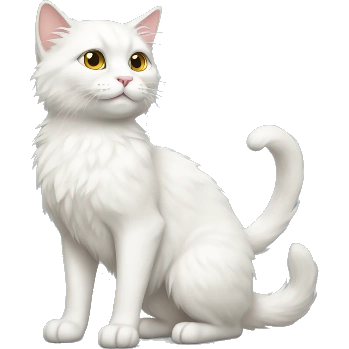 furry white cat, full body emoji