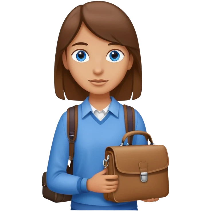 blue eyed brown hair collage student that carries laptop and bag emoji