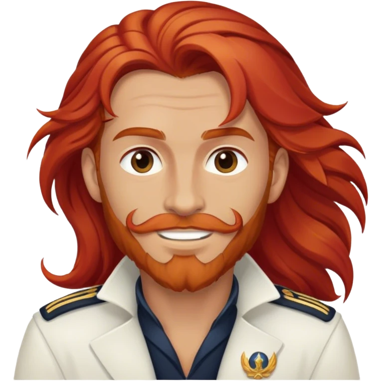 a male boat captain with long red hair no beard  emoji