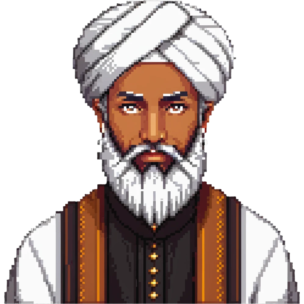 Muslim religious scholar with turban and beard, dignified expression emoji