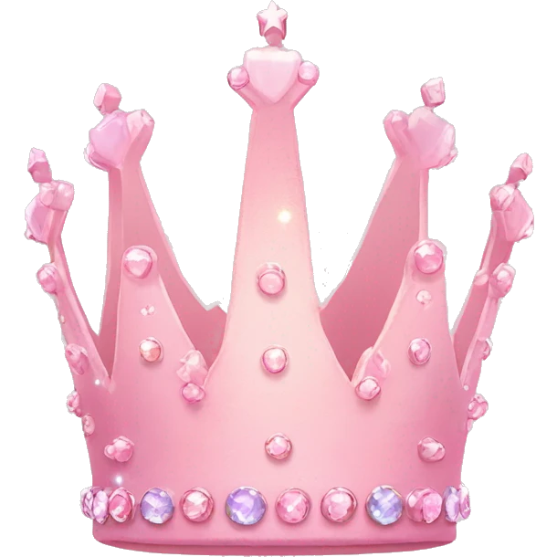Pastel Pink Crown "A pastel pink crown encrusted with glowing jewels, shimmering edges, and tiny sparkles radiating from its surface." emoji