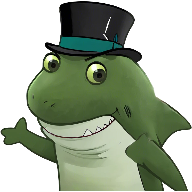 Shark with a top hat emoji