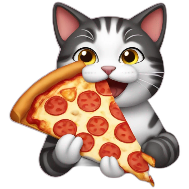 cat eating a pizza emoji