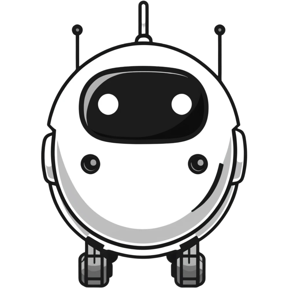 polished minimalistic perfectly round steel robot face, simple clean design emoji