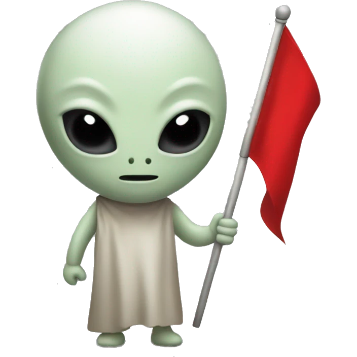 alien holding a red flag emoji