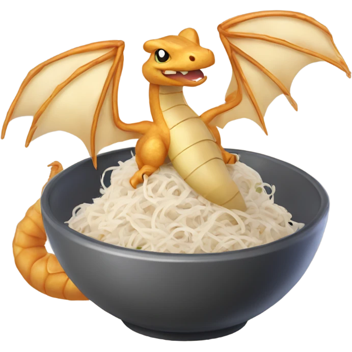 Rice noodle with dragonite wings emoji