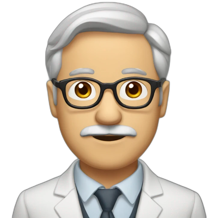 Profesor universitario, barba, 57 años, lentes, juvenil emoji