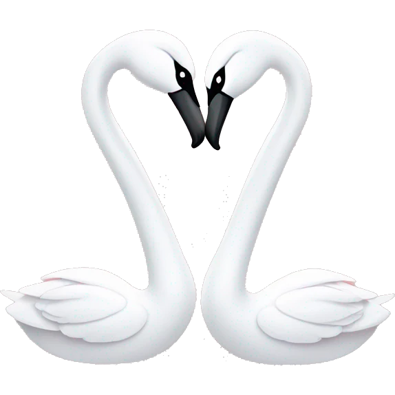 two swans heads together making a heart but light pink and cute  emoji