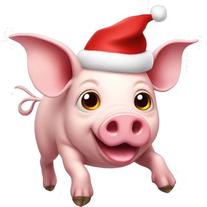 Flying Pig with Santa Hat emoji
