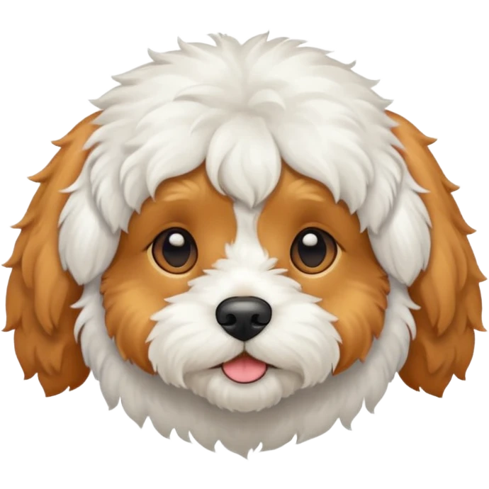 Cavapoo white white fur and apricot colored ears emoji