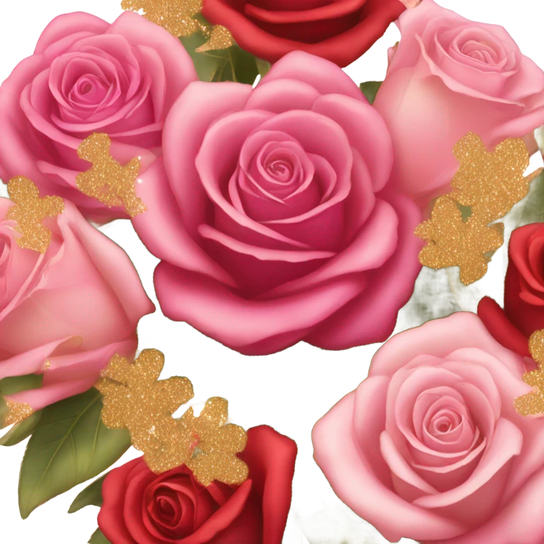glitter rose bouquet emoji